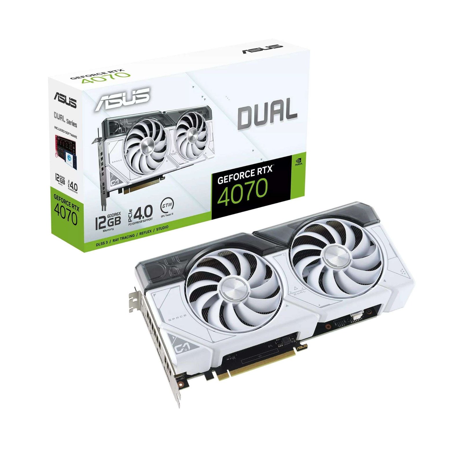 ASUS RTX 4070 DUAL WHITE 12GB Graphics Card 1