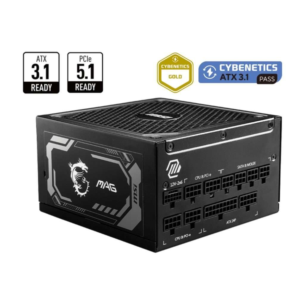 MSI MAG A1250GL PCIe 5.0 1250W 80 PLUS Gold Fully Modular Power Supply Unit (PSU) 1