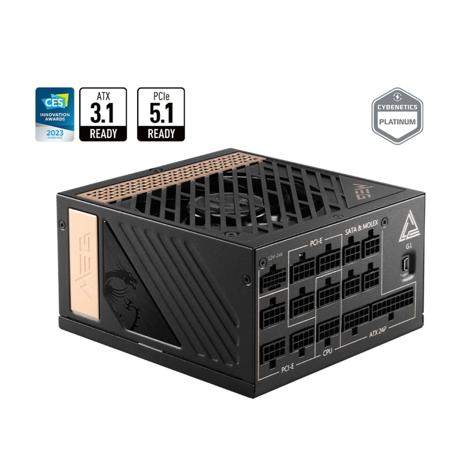 MSI MEG Ai1300P PCIe 5.0 ATX 3.0 1300W 80 PLUS Platinum Fully Modular Power Supply Unit (PSU) 4