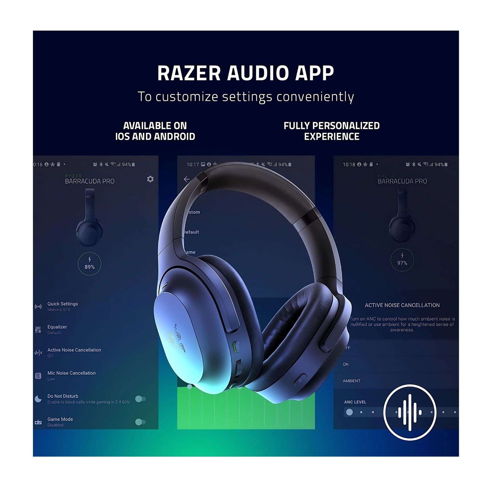 Razer Barracuda Pro Wireless Bluetooth Gaming Headset – High-Fidelity Audio with Hybrid Active Noise Cancellation 4