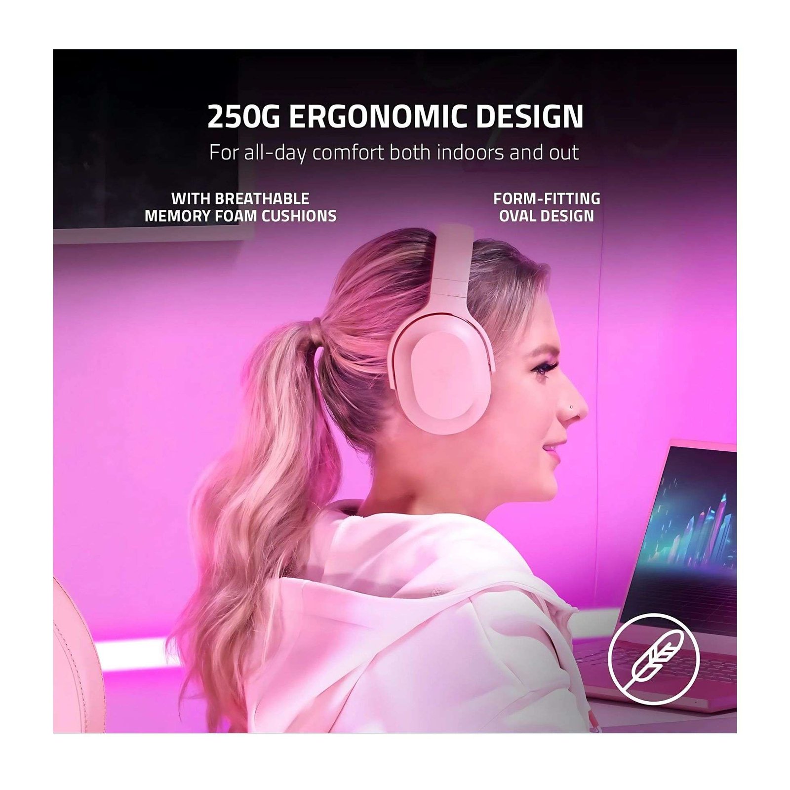 Razer Barracuda X Wireless Gaming Headset – Quartz Pink, Multi-Platform Compatibility with Lightweight Comfort 5