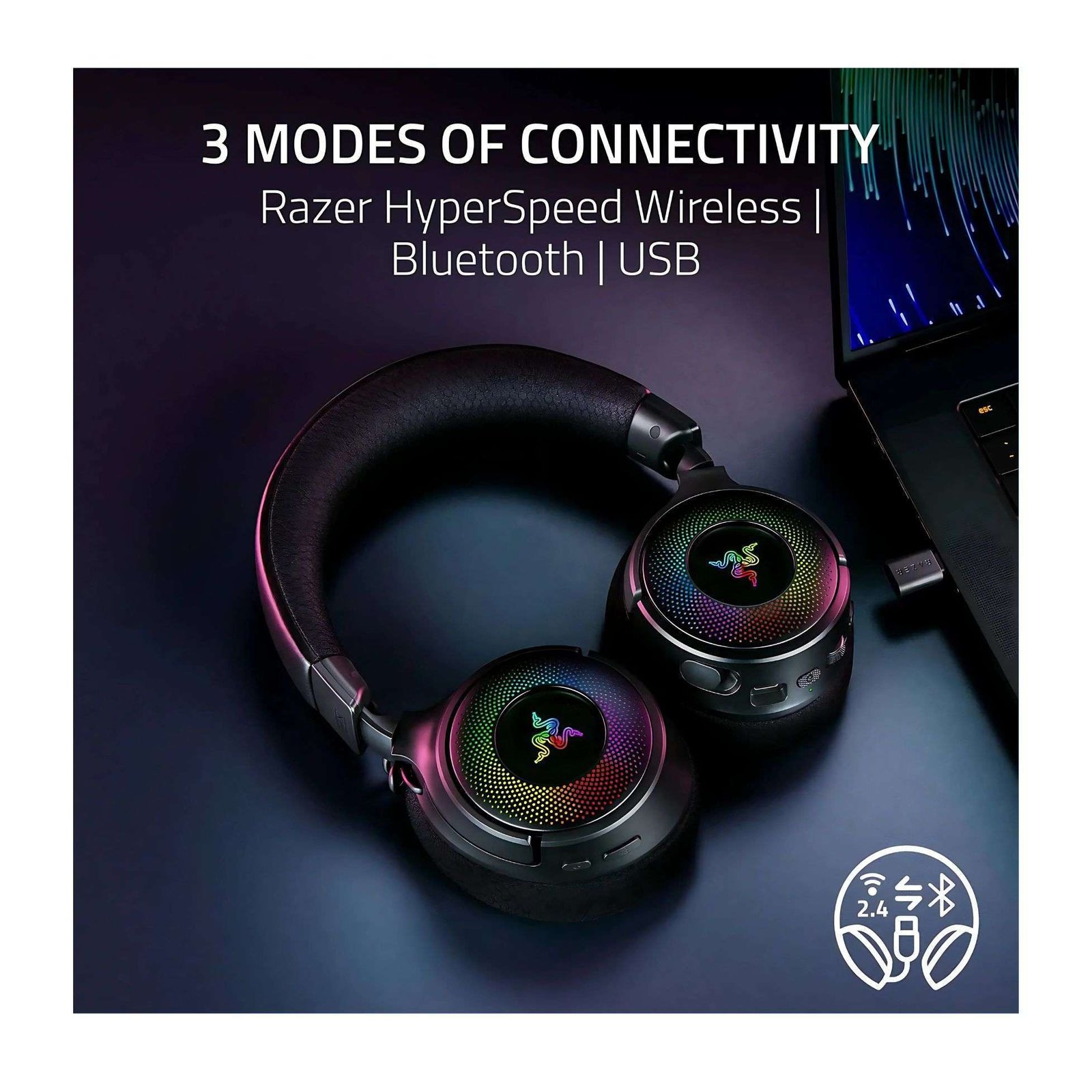 Razer Kraken V4 Wireless Gaming Headset – Black Edition with Immersive Audio and Ultra-Low Latency 5