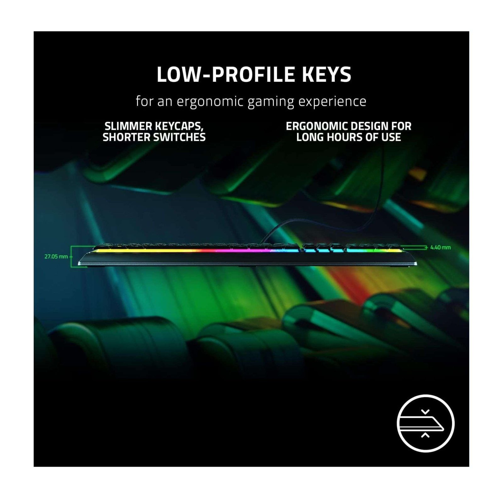 Razer Ornata V3 Gaming Keyboard – US Layout, Mecha-Membrane Switches, 10-Zone RGB Lighting 3