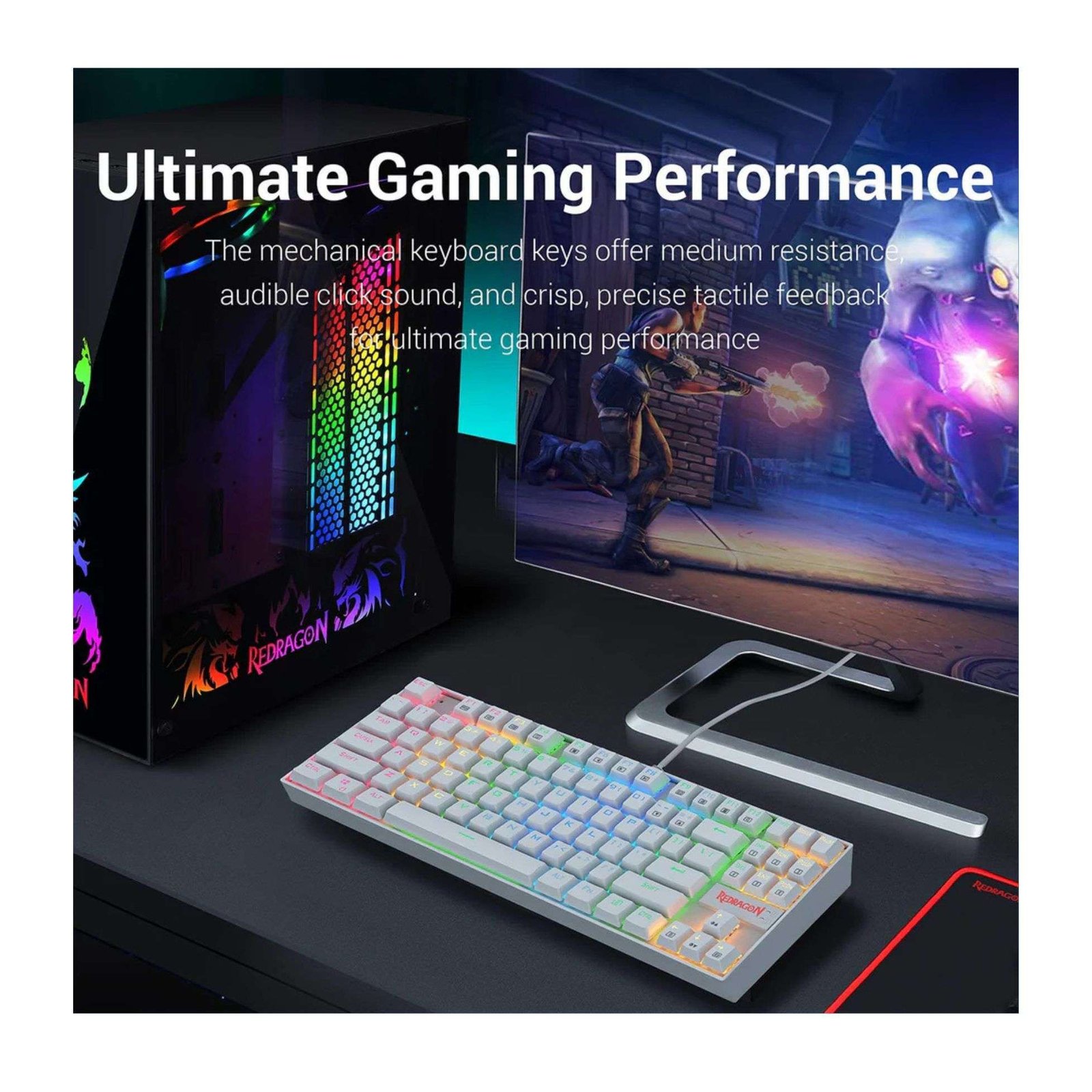 Redragon Kumara K552 Mechanical Gaming Keyboard – White, Red LED Backlighting 2