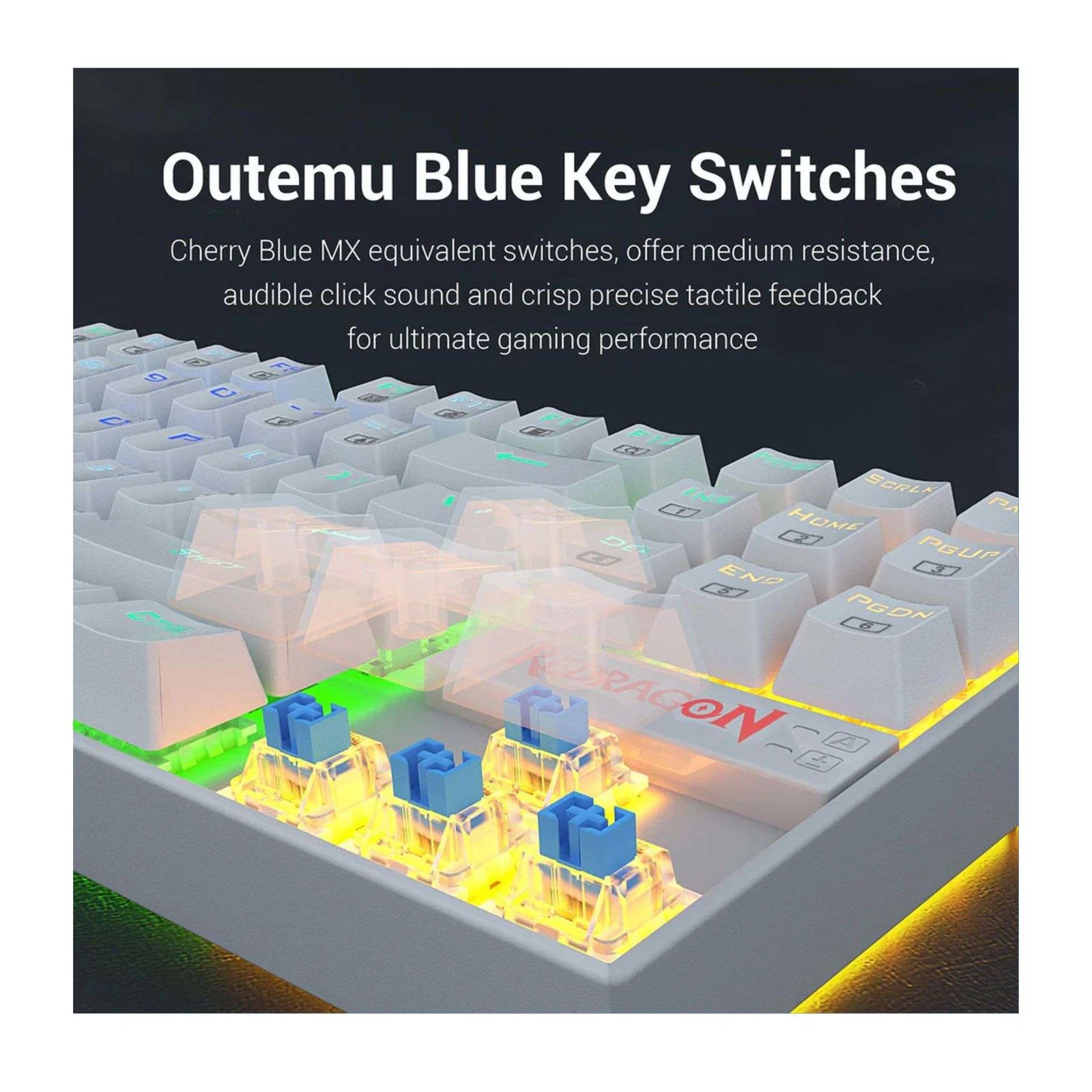 Redragon Kumara K552 Mechanical Gaming Keyboard – White, Red LED Backlighting 5