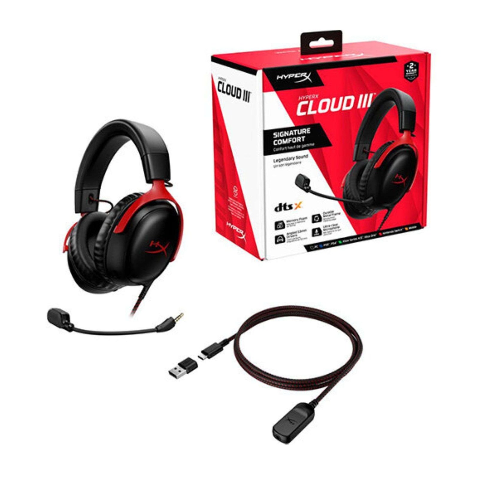 HyperX Cloud III 10mm Mic Wired Gaming Headset - BlackRed 5