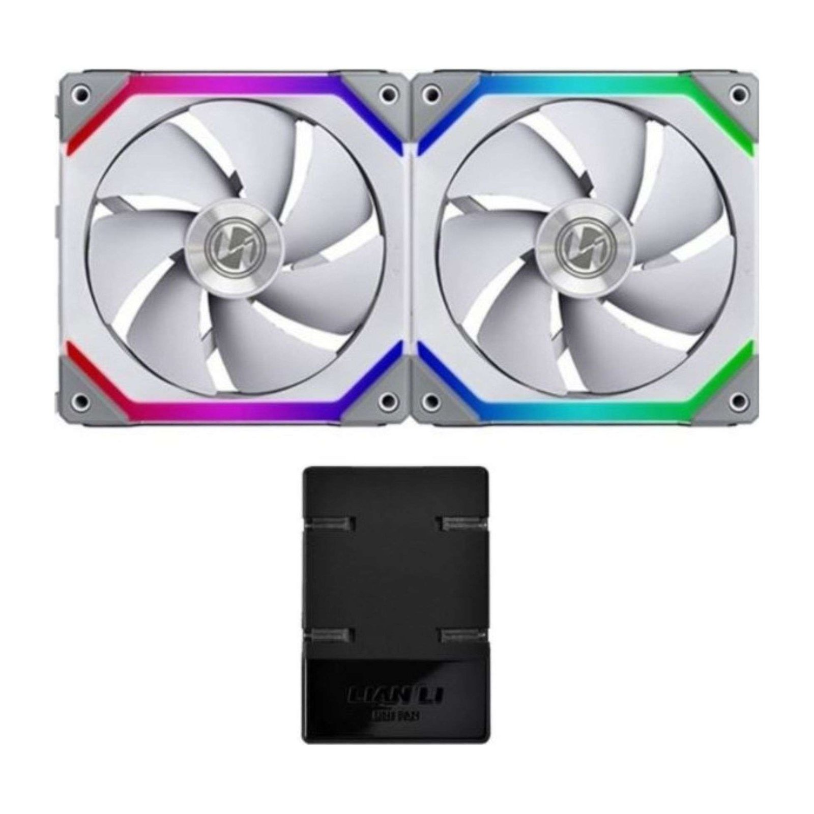 Lian Li UNI FAN SL140 Digital Addressable RGB 140mm Fan with Controller, Twin Pack - White 1
