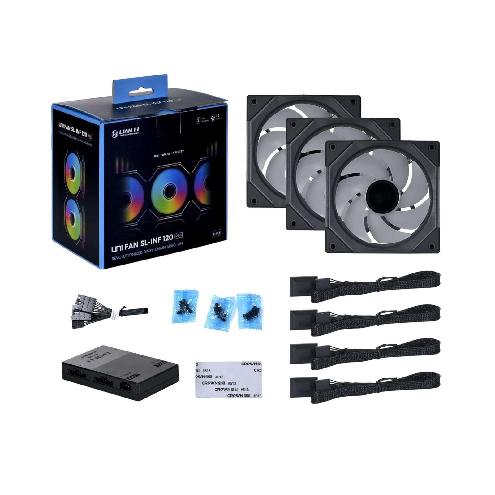 Lian Li UNI Fan SL-Infinity 120 RGB ARGB Fan - Black (Triple Pack) 4