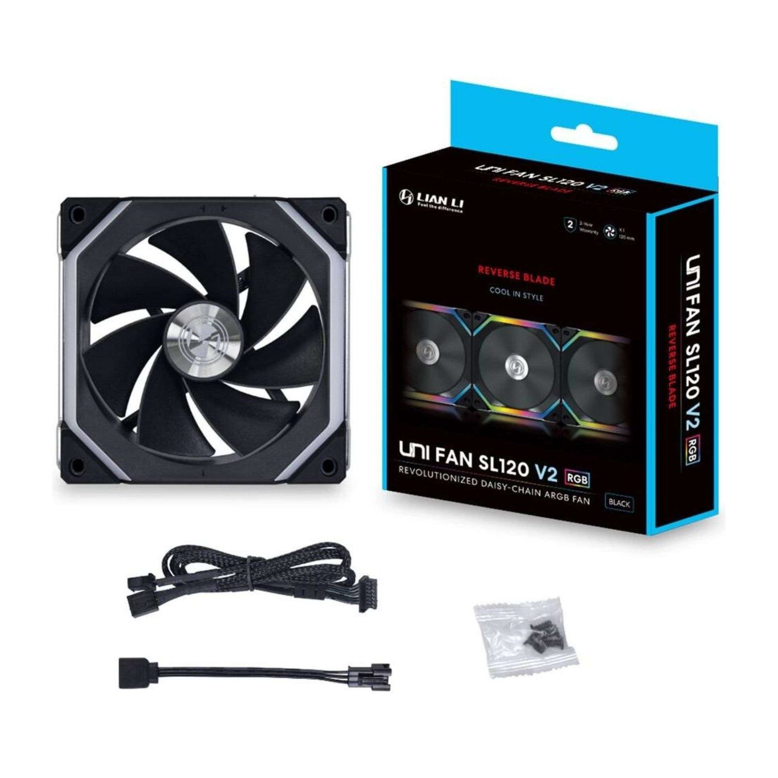 Lian Li Uni Fan SL V2 Reverse Blade aRGB Case Fan - Black (Single Pack) 5