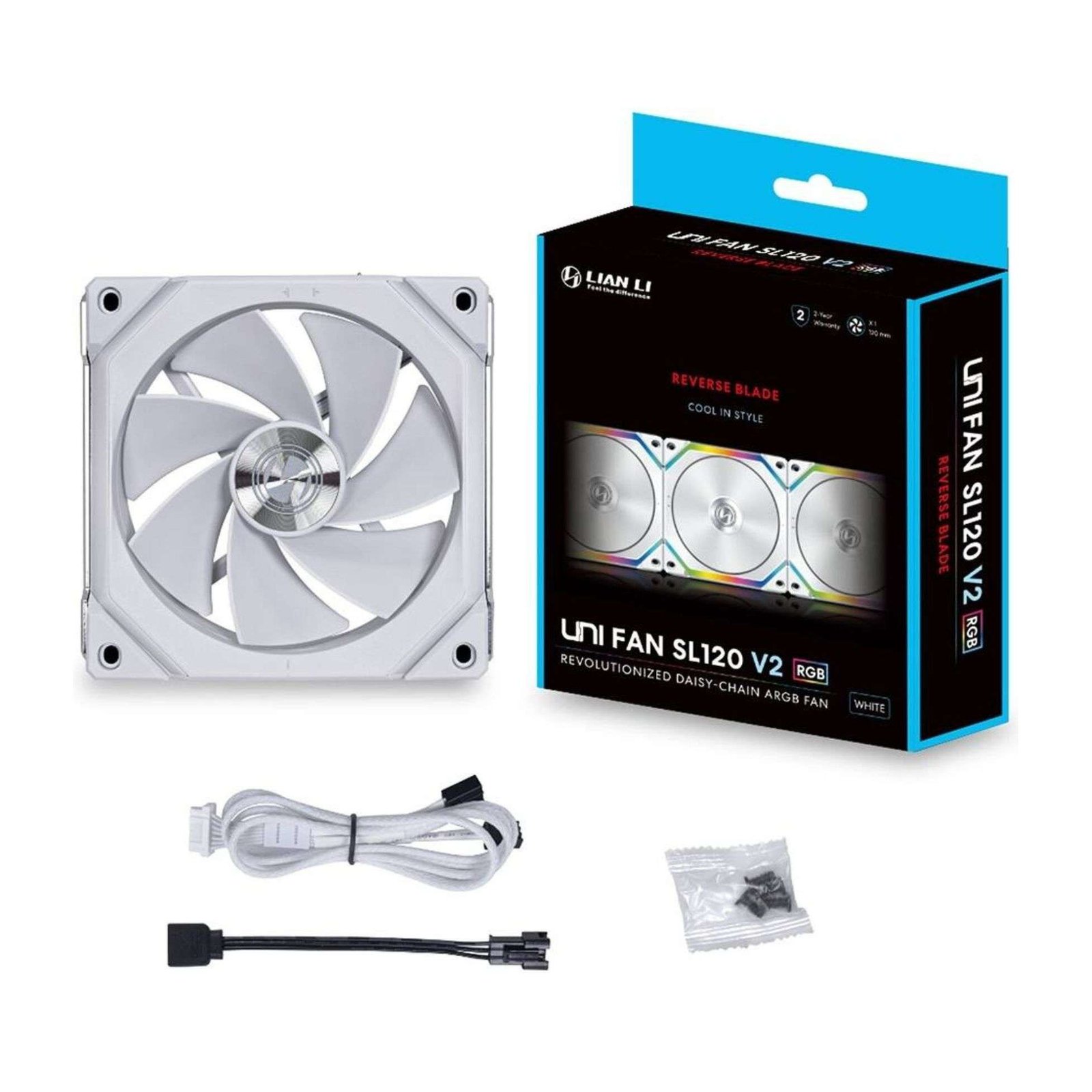 Lian Li Uni Fan SL V2 Reverse Blade aRGB Case Fan - White (Single Pack) 5