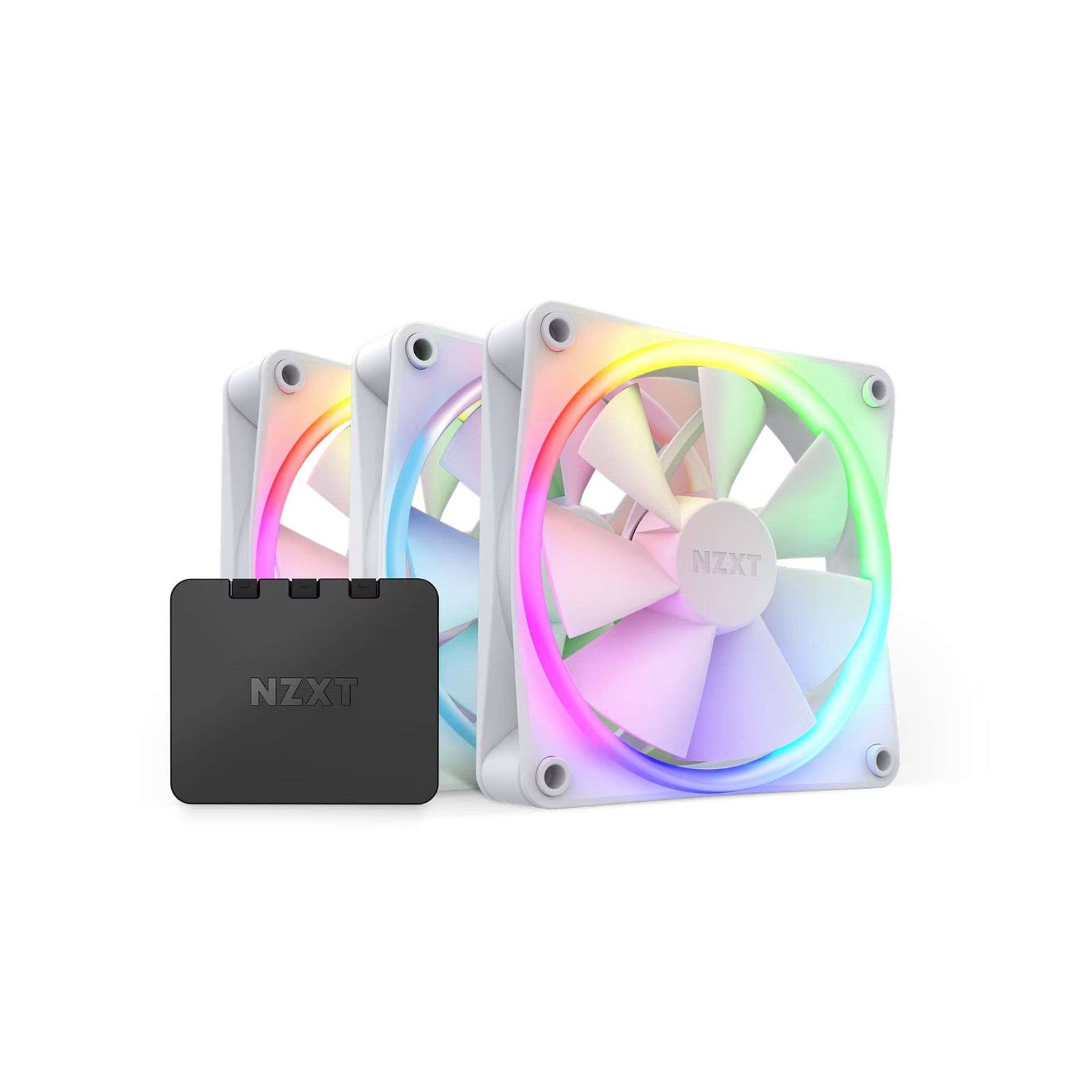 NZXT F120 RGB Core Triple Pack - White, Hub-Mounted Fans with RGB Controller 1