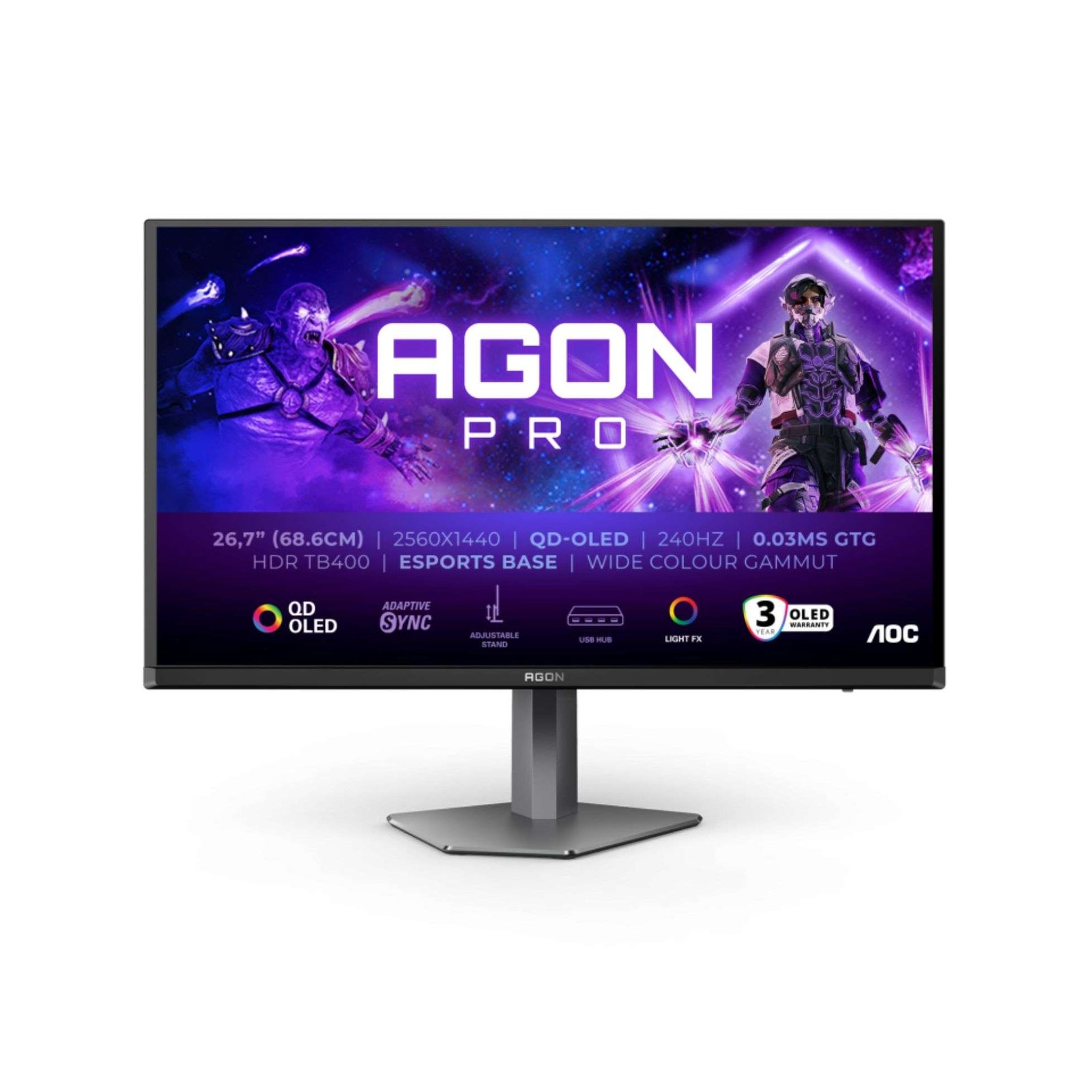 AOC Agon PRO AG276QZD2 – 26.7” QD-OLED Gaming Monitor, 240Hz, 1440p, 0.03ms, HDR True Black 400 1 AOC Agon PRO AG276QZD2 – 26.7” QD-OLED Gaming Monitor, 240Hz, 1440p, 0.03ms, HDR True Black 400 1