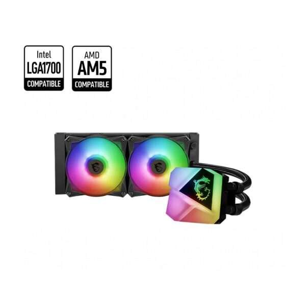 MSI MAG CORELIQUID C240 240mm ARGB Liquid CPU Cooler – High-Performance Cooling with Dual Fans 1