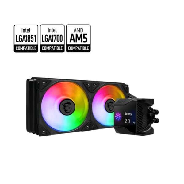 MSI MPG CORELIQUID D240 AIO ARGB Liquid Cooler – 240mm Radiator, 2.4” IPS Display, High-Performance Cooling 1