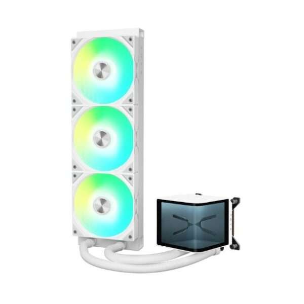 TRYX PANORAMA ARGB 360mm AIO CPU Liquid Cooler – White | 6.5” 2K AMOLED Display, 60Hz, Asetek 8th Gen Pump, ARGB Fans, Intel/AMD Compatible