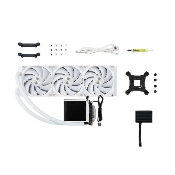 TRYX PANORAMA ARGB 360mm AIO CPU Liquid Cooler – White | 6.5” 2K AMOLED Display, 60Hz, Asetek 8th Gen Pump, ARGB Fans, Intel/AMD Compatible