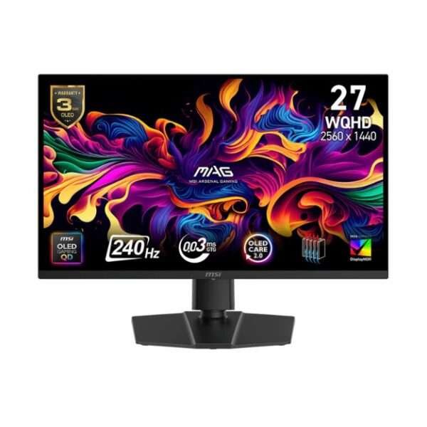 MSI MAG 273QP QD‑OLED X24 – 27″ WQHD 240Hz Gaming Monitor (0.03 ms, HDMI 2.1, DP 1.4a)