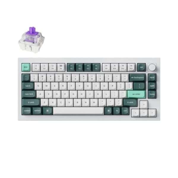 Keychron Q1 HE QMK Wireless Custom Keyboard – 75% Layout, Magnetic Hall-Effect Switches, Tri‑Mode Wireless (2.4 GHzBluetoothWired), Shell White, Includes Knob