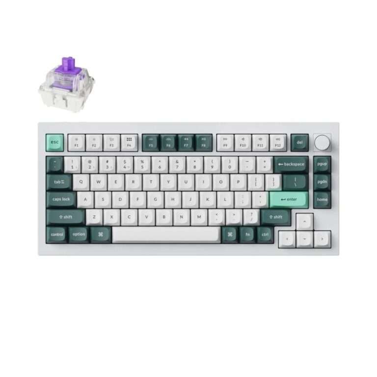 Keychron Q1 HE QMK Wireless Custom Keyboard – 75% Layout, Magnetic Hall-Effect Switches, Tri‑Mode Wireless (2.4 GHzBluetoothWired), Shell White, Includes Knob