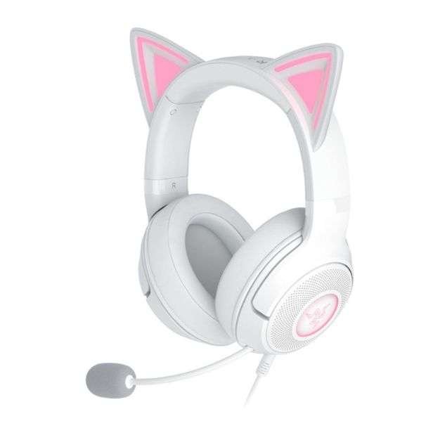 Razer Kraken Kitty V2 – Wired RGB Gaming Headset with Chroma Kitty Ears – White Razer Kraken Kitty V2 – Wired RGB Gaming Headset with Chroma Kitty Ears – White