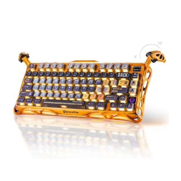 GravaStar Mercury K1 Pro Wireless Mechanical Gaming Keyboard – 75% Layout, Battle-Worn Yellow