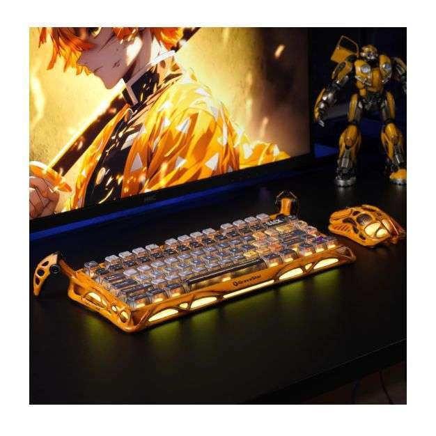 GravaStar Mercury K1 Pro Wireless Mechanical Gaming Keyboard – 75% Layout, Battle-Worn Yellow