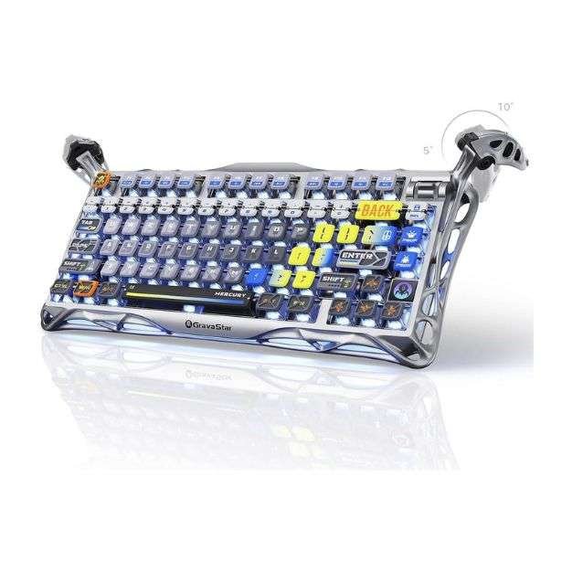 GravaStar Mercury K1 Pro Wireless Mechanical Gaming Keyboard – 75% Layout, Battle-Worn Interstellar Silver GravaStar Mercury K1 Pro Wireless Mechanical Gaming Keyboard – 75% Layout, Battle-Worn Interstellar Silver