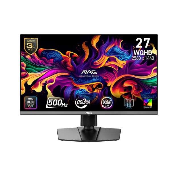 MSI MAG 272QP 27” QD-OLED Gaming Monitor – WQHD, 500Hz, 0.03ms Response Time – Black MSI MAG 272QP 27” QD-OLED Gaming Monitor – WQHD, 500Hz, 0.03ms Response Time – Black
