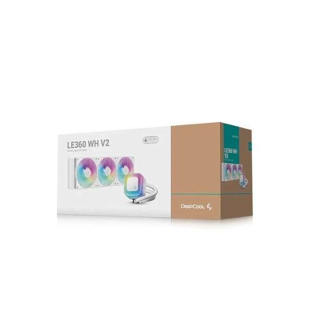 DeepCool LE360 V2 ARGB Liquid CPU Cooler – 360mm Radiator, 3x 120mm PWM Fans, High-Speed 3400 RPM Pump, RGB Lighting – White DeepCool LE360 V2 ARGB Liquid CPU Cooler – 360mm Radiator, 3x 120mm PWM Fans, High-Speed 3400 RPM Pump, RGB Lighting – White