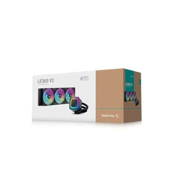 DeepCool LE360 V2 ARGB Liquid CPU Cooler – 360mm Radiator, 3x 120mm PWM Fans, High-Speed 3400RPM Pump, RGB Lighting – Black