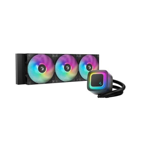 DeepCool LE360 V2 ARGB Liquid CPU Cooler – 360mm Radiator, 3x 120mm PWM Fans, High-Speed 3400RPM Pump, RGB Lighting – Black