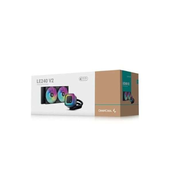 DeepCool LE240 V2 ARGB Liquid CPU Cooler – 240mm Radiator, Dual 120mm PWM Fans, 3400 RPM Pump, RGB Lighting – Black