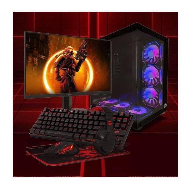 Custom Gaming PC – AMD Ryzen 7 9800X3D, RTX 5070 Ti OC 16GB, 32GB DDR5 6000MHz, 1TB NVMe SSD, AOC Q27G11E 2K 180Hz Monitor, 7-Fan RGB Case, Redragon 4-in-1 Bundle