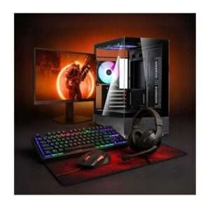 Custom Gaming PC – Intel Core i5-12400F, ASUS H610 MK PRIME DDR4, 16GB XPG 3600 RGB RAM, ASUS RTX 3050 6GB, 1TB NVMe SSD, AOC 24G11ZE 240Hz Monitor, Redragon 4-in-1 Gaming Bundle, GALAX Revolution-07 Case