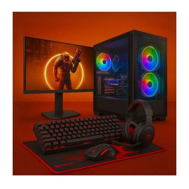 Custom Gaming PC – Intel Core i7-12700F, RTX 5070 12GB, 32GB DDR5 6000MHz RAM, 1TB NVMe SSD, AOC 27G11ZE2 240Hz Monitor, Cruiser RGB Case, Redragon 4-in-1 Bundle