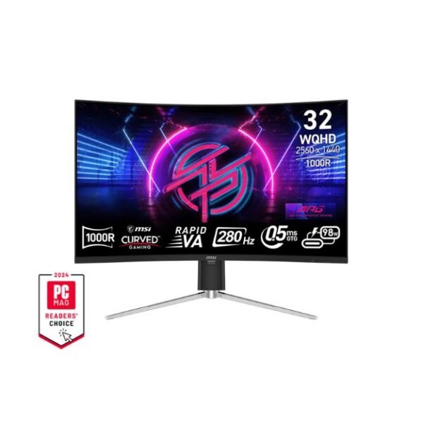 MSI MPG 325CQRXF 32” 2K WQHD Curved Gaming Monitor – 280Hz, 0.5ms, Rapid VA, 1000R, FreeSync Premium