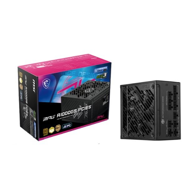 MSI MPG A1000GS PCIe 5.0 Fully Modular 1000W Power Supply – 80 PLUS Gold, Zero Fan Mode, Fluid Dynamic Bearing Fan MSI MPG A1000GS PCIe 5.0 Fully Modular 1000W Power Supply – 80 PLUS Gold, Zero Fan Mode, Fluid Dynamic Bearing Fan