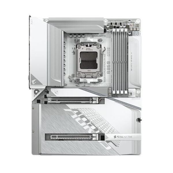 GIGABYTE B850 AORUS Stealth Ice AM5 ATX Motherboard – DDR5, PCIe 5.0, Wi-Fi 7, Bluetooth 5.4, White Edition