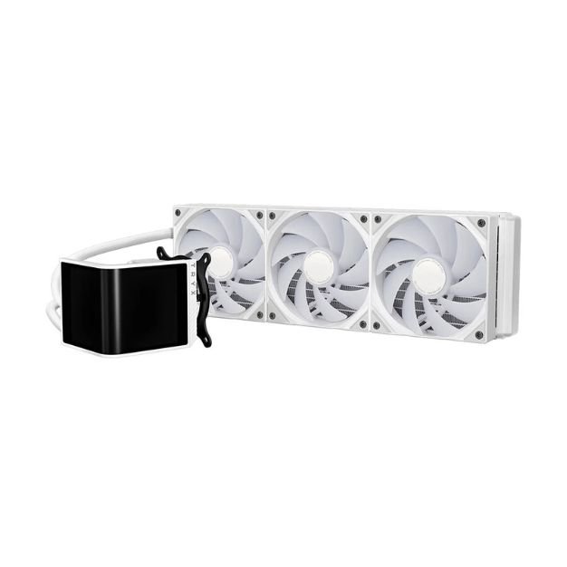 TRYX PANORAMA SE ARGB 360 White CPU Liquid Cooler – 2.4" Rotatable AMOLED Screen, High-Performance AIO Cooling System, PWM Fans, and Dynamic RGB Lighting