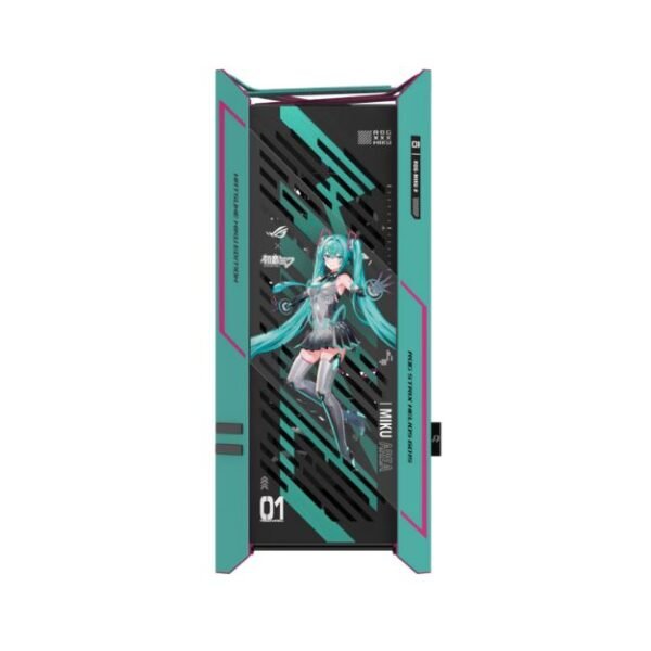 ASUS ROG Strix Helios II Hatsune Miku Edition EATX Mid-Tower Case – Tempered Glass, 4× 140mm Fans, 420mm Radiator Support, USB 20Gbps Type-C, Up to 450mm GPU