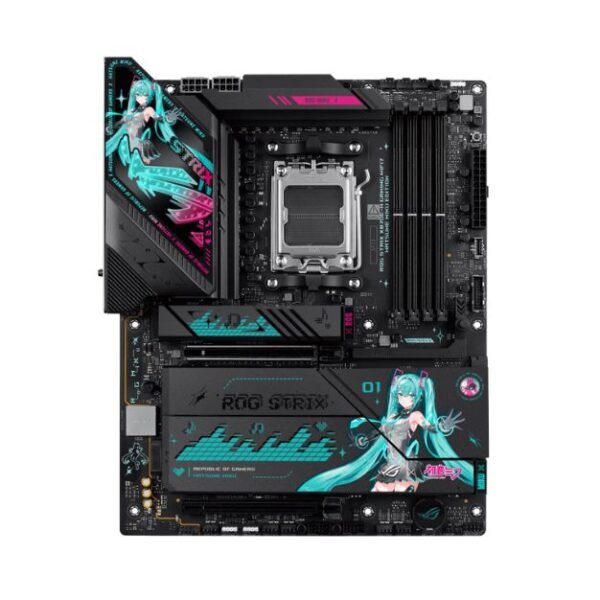 ASUS ROG Strix X870E-H Gaming WiFi 7 Hatsune Miku Edition AM5 ATX Motherboard – DDR5 8000+ MT/s (OC), PCIe 5.0 x16, USB4 Type-C, 5Gb LAN, Bluetooth 5.4