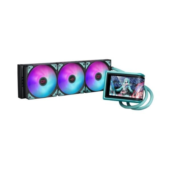 ASUS ROG Ryuo IV 360 ARGB Hatsune Miku Edition CPU Cooler – 360mm AIO, 6.67” 2K Curved AMOLED Display, High-Performance Fans & ARGB Lighting
