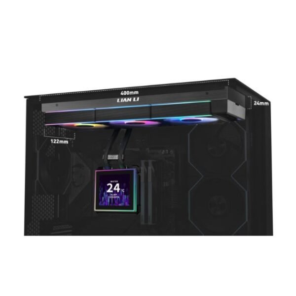 Lian Li HydroShift II LCD-S 360CL Black – 360mm AIO Liquid Cooler, 3.4” IPS Display, Wireless Aesthetics, 3200 RPM