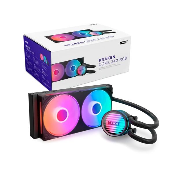 NZXT Kraken Core 240 RGB Liquid CPU Cooler – 240mm Radiator, F240 RGB Core Fans, 2400 RPM, High Airflow, Black