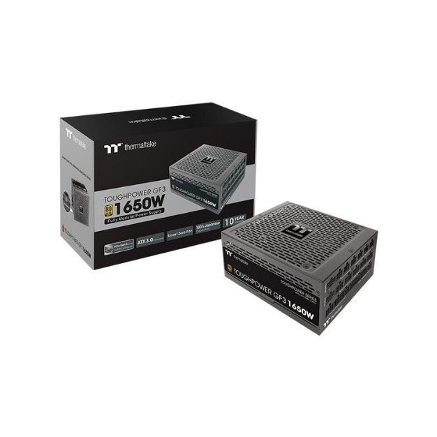 Thermaltake Toughpower GF3 1650W Power Supply – 80 PLUS Gold, Fully Modular, ATX 3.0, PCIe Gen 5 12VHPWR, Black