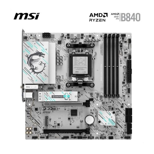 MSI B840M GAMING PLUS WIFI6E mATX Motherboard – AM5, DDR5 8000+ MT/s OC, PCIe 4.0, Wi-Fi 6E, 2.5G LAN MSI B840M GAMING PLUS WIFI6E mATX Motherboard – AM5, DDR5 8000+ MT/s OC, PCIe 4.0, Wi-Fi 6E, 2.5G LAN
