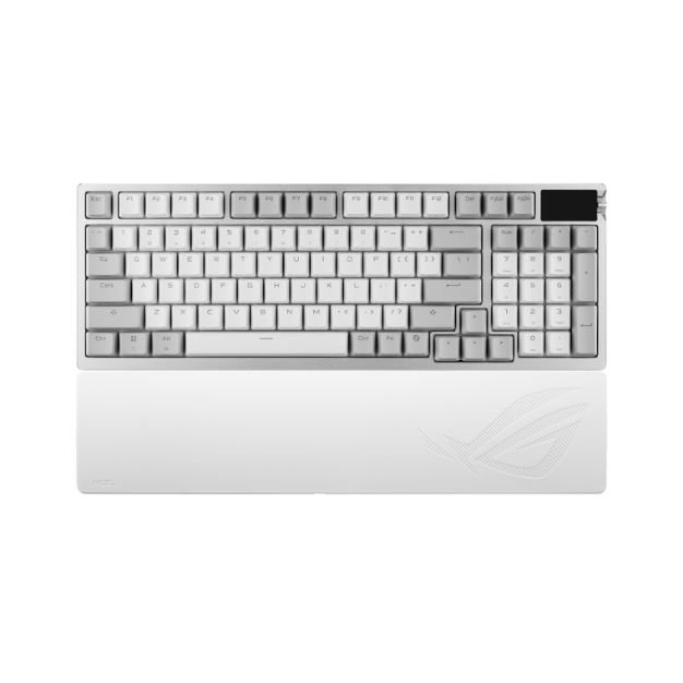 ASUS ROG Azoth 96 HE White Gaming Keyboard – Magnetic Switches, 8K Polling, OLED Display, Tri-Mode Wireless