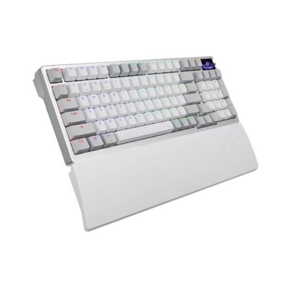 ASUS ROG Azoth 96 HE White Gaming Keyboard – Magnetic Switches, 8K Polling, OLED Display, Tri-Mode Wireless