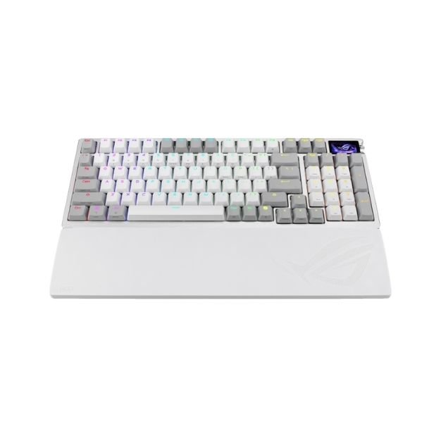 ASUS ROG Azoth 96 HE White Gaming Keyboard – Magnetic Switches, 8K Polling, OLED Display, Tri-Mode Wireless