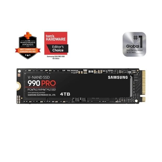 Samsung 990 PRO 4TB NVMe SSD – PCIe Gen4 x4, NVMe 2.0c, Up to 7,450MB/s Read Speed